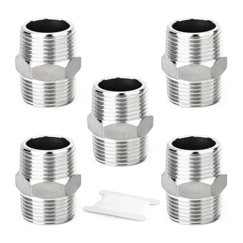Image of TAILONZ PNEUMATIC 5PCS 304 Stainless Steel Pipe Fitting, Hex Nipple Hex Coupling, 1/4" x 1/4" BSP Male Thread Pipe