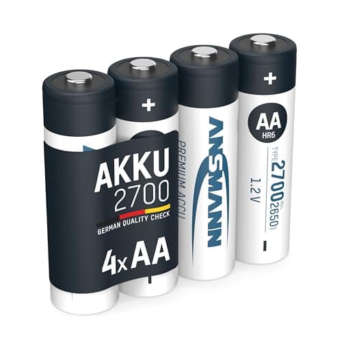 Image of ANSMANN AA Rechargeable Batteries [Pack of 4] 2700 mAh NiMH High Capacity AA Type Size Battery For Toys, Cameras, Flash Units, Cordless Phones, Remote Controls, Game Consoles, Black
