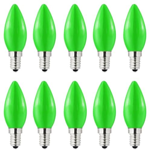 Image of HUAMu E14 LED Light Bulb 1W Coloured Light Bulbs,SES Small Screw Light Bulbs,for Fairy Lights,Party,Christmas Decoration,Green,Pack of 10