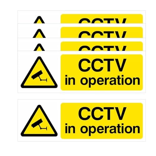 Image of 5PCS CCTV In Operation Sign,Self Adhesive Vinyl Weatherproof CCTV Stickers – 15cm x 5cm Security Measure CCTV Signage Landscape Warning Signs for Indoor/Outdoor Use