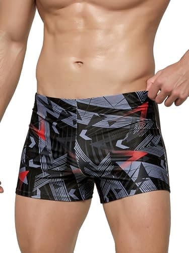 Image of Arcweg Men's Swimming Trunks Shorts Sport Boxer Swimwear Boxers Underwear Drawstring Summer Beach Board Shorts Elastic Swimsuit Bottom Red Mirage L(UK) No Pad
