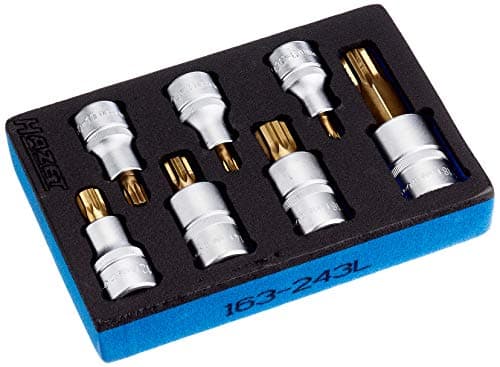 Image of HAZET 163-243/7 Internal Serration Profile XZN Screwdriver Socket Set - CVD-Tin Coated