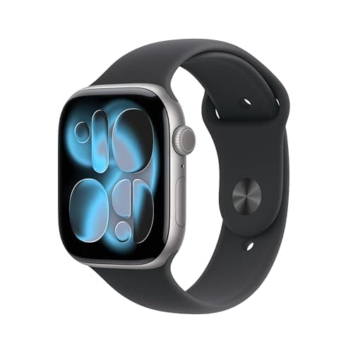 Image of Apple Watch Series 11 GPS + Cellular 46mm Smartwatch with Space Grey Aluminium Case with Black Sport Band M/L. Sleep Score, Fitness Tracker, Health Monitoring, Always-On Display, Water Resistant