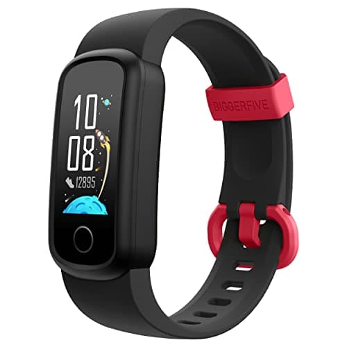 Image of BIGGERFIVE Vigor Fitness Tracker Watch for Kids Girls Boys Ages 5-15, Activity Tracker, Pedometer, Heart Rate Sleep Monitor, IP68 Waterproof Calorie Step Counter Watch with Alarm Clock (C Black)