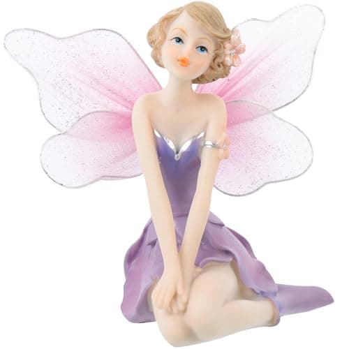 Image of Amosfun Fairy Statue Resin Garden Ornament Miniature Outdoor Fairy Figurine for Yard Home Decoration Gift for Kids and Friends 4.3 Inch