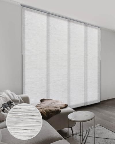 Image of GoDear Design Room Dividers Screen 116 cm-218 cm W x Up to 243 cm H, Extendable 4 Panel Sliding Track Privacy Screens Hanging Room Divider, BedRoom Panel Screens, Partition Room Divider Curtains, Mica