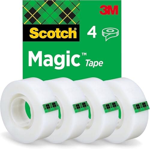 Image of Scotch Magic Tape, 4 Rolls, 19 mm x 33 m - General Purpose Sticky Tape for Document Repair, Labelling & Sealing