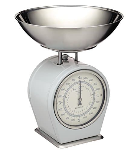 Image of KitchenCraft Living Nostalgia Mechanical Kitchen Scales, Vintage Inspired Traditional Weigh Scales, Accessories for Baking and Cooking, 4 kg (8 lbs) - French Grey