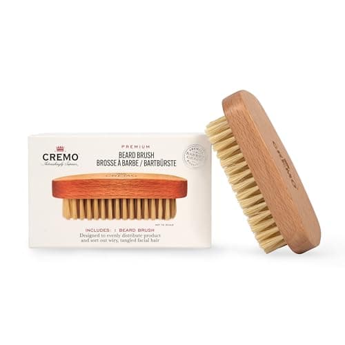 Image of CREMO - Premium Beard Brush For Men - 100% Natural Sisal - Wood Handle to Shape and Style Facial Hair