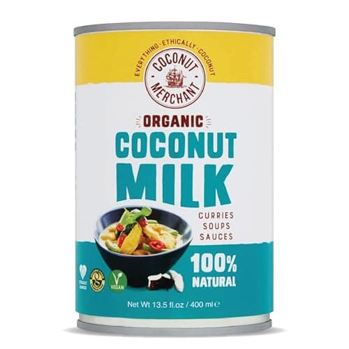 Image of Coconut Merchant Organic Coconut Milk, 400ml x6 cans | for Curries, Soups, Sauces, Smoothies and Drinks | Vegan| Ethically Sourced | Drink It, Add it, Stir it | 400ml x6