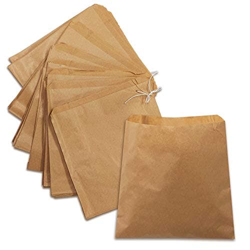 Image of 200 x Brown Strung Kraft Paper Food Bags Food use, Groceries, Sandwiches Fruit Bags etc | DHANZIPAK (7x7inch)