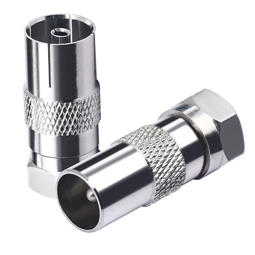 Image of TUOLNK Antenna Adapter Set of 2, F-connector to coaxial plug & IEC socket for F-connectors and coaxial connections, SAT to antenna cable converter for TV and receiver