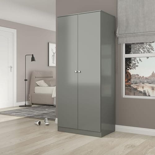 Image of Seconique Denver 2 Door Wardrobe in Grey Gloss