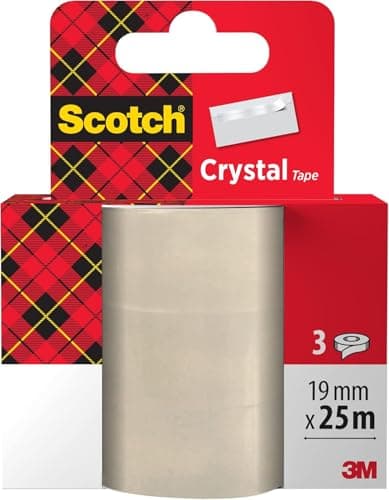 Image of Scotch Crystal Tape, Refill Pack, 19 mm x25 m, 3 Rolls - Provides a Strong and Permanent Bond