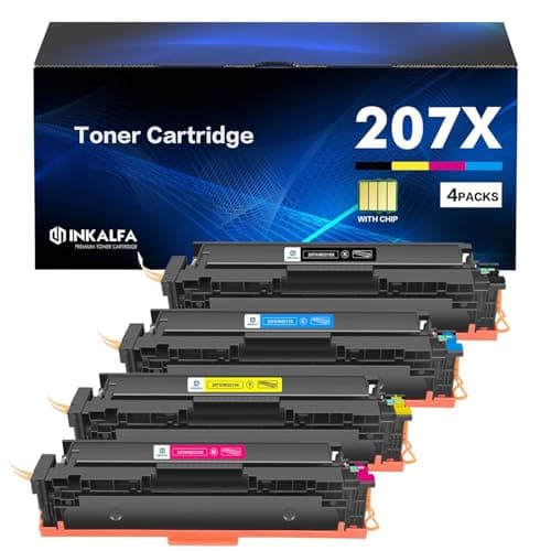 Image of 207X 207A M283fdw Toner Cartridge With Chip for HP 207X 207A Color Laserjet Pro MFP M283fdw M255dw M282nw M283fdn M255nw W2210X W2211X W2212X W2213X M283 M255 M282 - Black Cyan Yellow Magenta 4-Pack