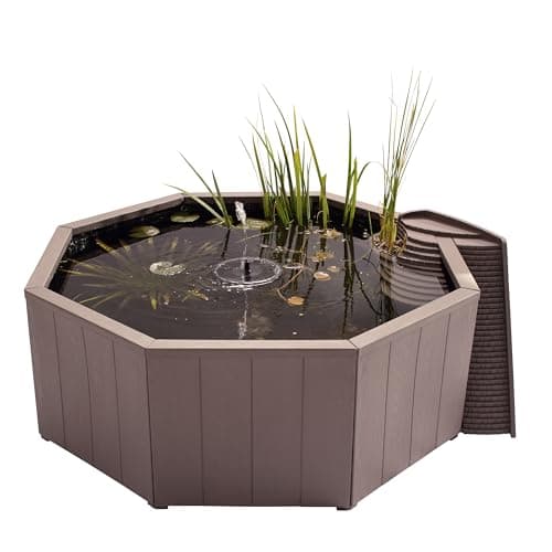 Image of Blagdon Liberty No Dig Nature Pool, Raised Pond for Garden or Patio, Click Fit Easy Construction, with Floating Solar Fountain Pump, Bird Landing Platform, Wildlife Access Ladder and Planting Pocket