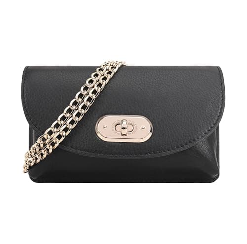 Image of Paul Costelloe Genuine Leather Womens Crossbody Bag with Removable Chain Sling and Ample Storage | Zayda (Jet Black)