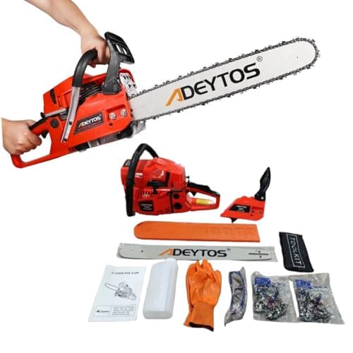 Image of BUCKCHI 58CC Heavy Duty Petrol Chainsaw 20" Bar 50 cm Cut 2-Stroke Easy-Starting 2.2KW 2-Cycle Handed Gasoline Chainsaws Garden Tool for Cutting Trees, Wood, Outdoor Home Garden and Farm Use
