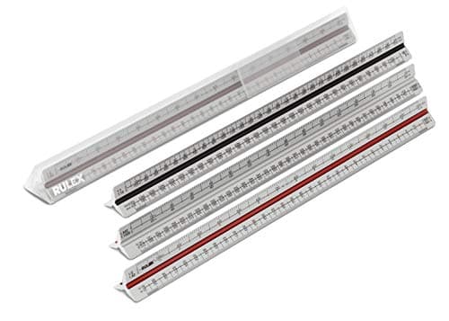 Image of Rulex 30cm Metal (c) Triangular Scale Ruler 1:1 1:10 1:2 1:20/1:5 1:50 1:100 1:200/1:500 1:1000 1:1250 1:2500
