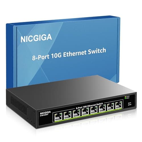 Image of 8 Port 10G Ethernet Switch Unmanaged,with 8x 10Gb Base-T Ports, NICGIGA 10Gbps Network Switch Easy for 10G NAS,PC,WiFi7 Router,10G Adapter/NIC. Desktop or 19-inch Rack Mount, Plug and Play.