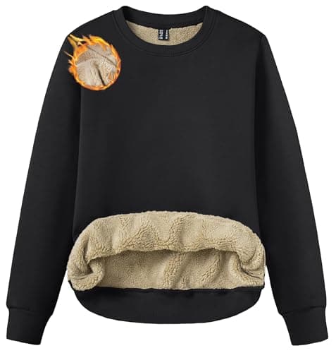 Image of TACVASEN Women's Casual Long Sleeve Sweatshirt Crew Neck Cotton Pullover Relaxed Fit Tops Black