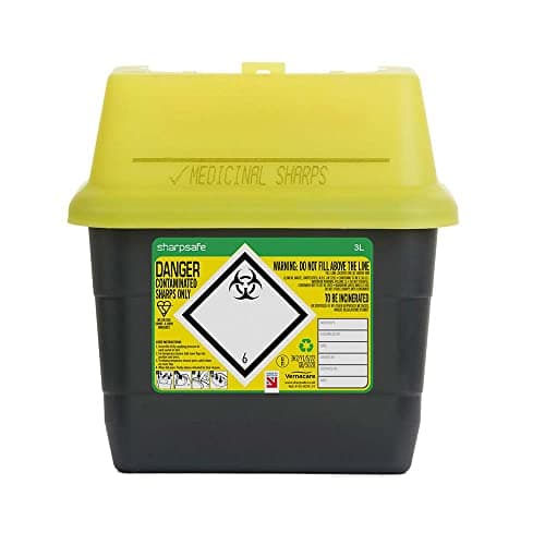 Image of Sharpsafe 3 Litre 5th Generation Yellow/Grey -Sharps Bin Clinical Waste Disposal