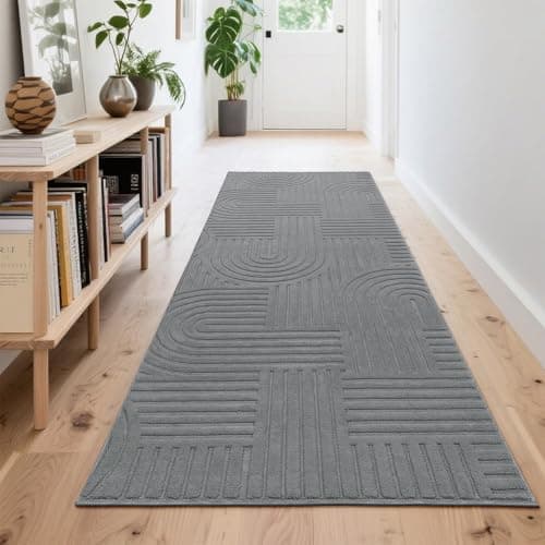 Image of Enyhom Runner Rugs For Hallway, Grey 80 X 240cm Kitchen Runners Non Slip Washable Carpet Runners Absorbent Hall Runners For Hallway Entryway Corridor Door