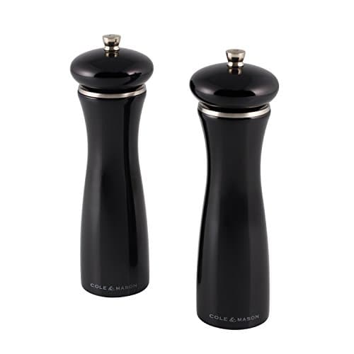 Image of Cole & Mason HS0888P Sherwood Black Salt and Pepper Mills | Precision+ Wooden | Beech Wood | 200mm | Gift Set | Includes 2 x Salt and Pepper Grinders | Lifetime Mechanism Guarantee