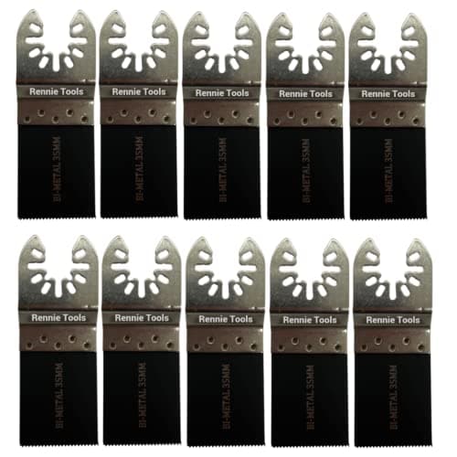 Image of Pack Of 10 x 35mm Bi-Metal Multi Tool Blades For Wood & Metal Cutter Saw Set Compatible with Dremel Fein Multimaster Makita Etc Oscillating