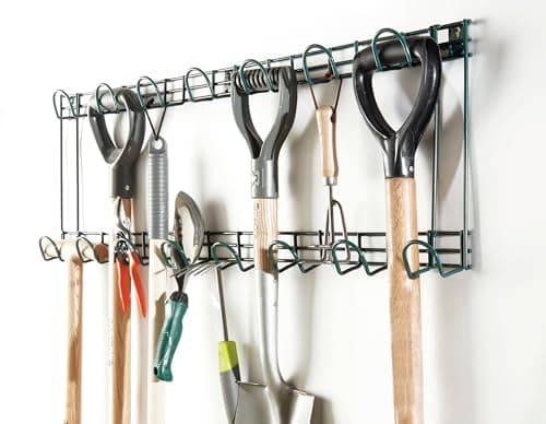 Image of Coopers of Stortford - Heavy Duty Steel Tool Rack for Garage Shed or Workshop - Single or Double Tier Wall Mounted Organiser with Powder Coated Finish (Double)