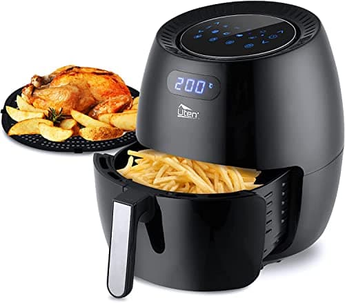 Image of Air Fryer, Uten 6.5L Power Air Fryer with Digital Display, Rapid Air Circulation System Adjustable Temperature and 30 Minute Timer for Healthy Oil Free & Low Fat 1800W