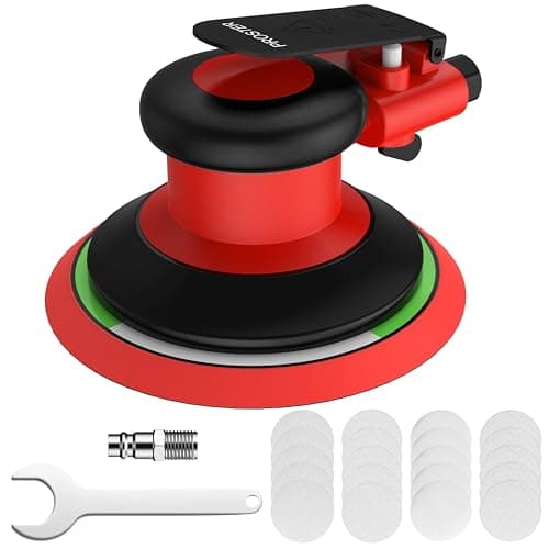 Image of Proster 6 Inch Air Random Orbital Sander 12000RPM - Pneumatic Air Palm Sander with 20PCS Sandpapers, Variable Speed Control & 1/4'' Air Inlet Air Powered Sander Polish for Wood, Automotive Maintenance