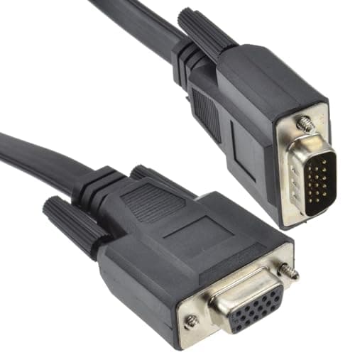 Image of kenable Flat VGA Extension Cable Male to Female 15 Pin SVGA Monitor Lead Black 1m
