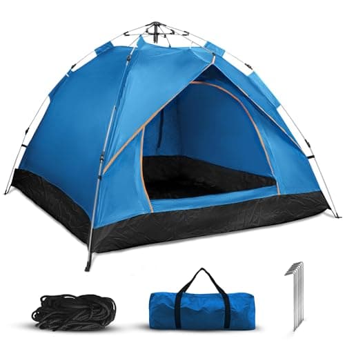 Image of Qisan Hydraulic Dome Tent Automatic Camping Tents 3-4 Person Canopy with Carrying Bag Easy Set Up Tent | Wild Camping Tent | Cheap Tents for Camping 4 Person-Blue