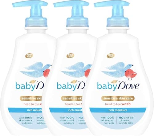 Image of Baby Dove Rich Moisture Head to Toe Wash - Gentle & Nourishing Hair and Body Wash for Babies, Tear-Free Formula, Delicate Fragrance, Keeps Hair and Skin Soft, Ideal for Newborns - 400ml, Pack of 3