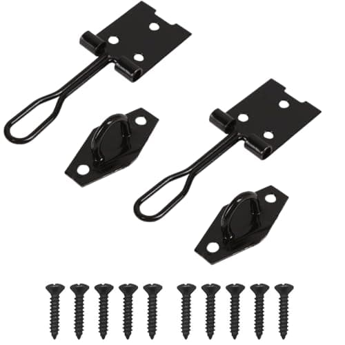 Image of Sisi UK Wire Hasp and Staple 75mm (3inch) Black Heavy Duty Stainless Steel Wire Hasp and Staple Door Latch Lock for Cupboard Hutches Cages Sheds with Fixing Screws Pack of 2