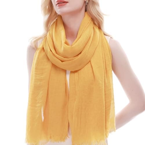 Image of RIIQIICHY Yellow Scarf for Women Ladies Lightweight Scarves Pashmina Shawls Wraps Wedding Head Neck Scarfs
