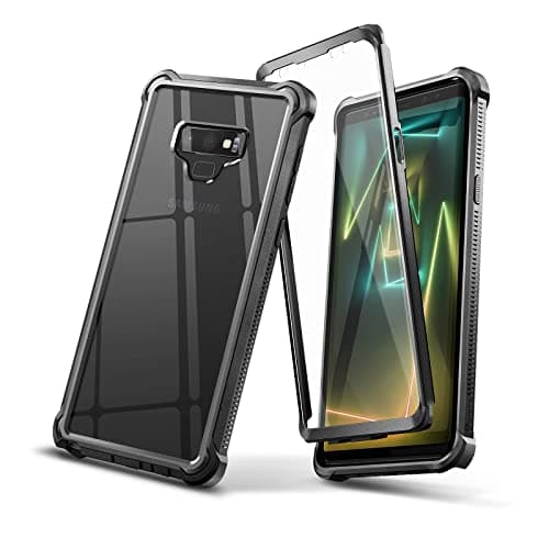 Image of Dexnor Case for Samsung Galaxy Note 9 360 Full Body Cover Shockproof Bumper Clear Slim Scratch Resistant Back with Built-in Screen Protector - Black