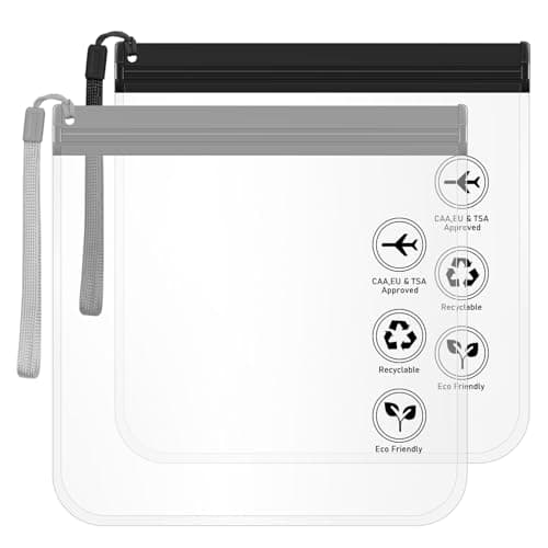 Image of LOPHE Clear Travel Toiletry Bag TSA Approved, 20x20cm Airport Security Liquids Bag, Waterproof Cosmetic Bag with Handle (Black & Grey), 2 Pack Travel Accessories for Women & Men