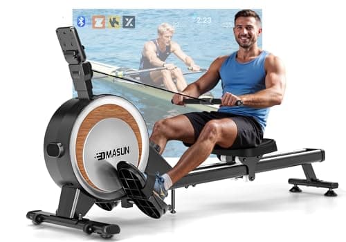 Image of Rowing Machine, DMASUN Upgrade Magnetic Rowing Machines for Home Gym with 16/32 Levels Quiet Resistance - 350LB Capacity Rower Machine with App Compatible & Comfortable Seat, Double Slide Rail