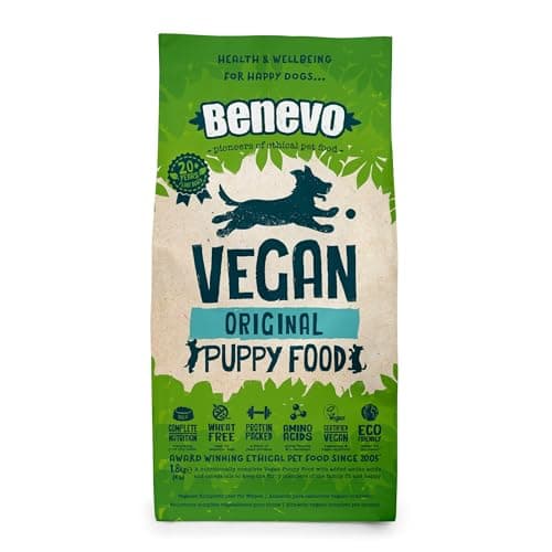 Image of Benevo Vegan Puppy Food Dry (1.8kg) Hypoallergenic, Wheat Free & Non GM, With Essential Fatty Acids, Taurine, & L-carnitine, For Large & Small Breeds, Approved By PETA & Vegan Society UK