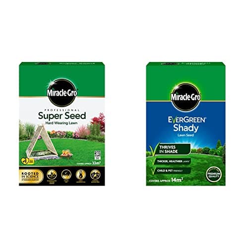 Image of Miracle-Gro Professional Super Seed Hard Wearing Lawn Seed, 33m2, Green & Evergreen Shady Lawn Seed 420 g - 14 m2