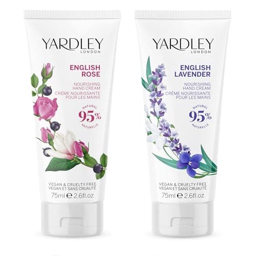 Image of Yardley London Hand Cream Gift Set, English Lavender & Rose, Fast-Absorbing Mini Hand Creams, Soft Hands & Nail Care, Nourishing & Conditioning, 158g