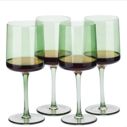 Image of Navaris Mint Green Tinted Wine Glasses - Set of 4 - Coloured Wine Glasses with Stems - Stylish Design Glassware for Serving Wine, Cocktails, Dessert