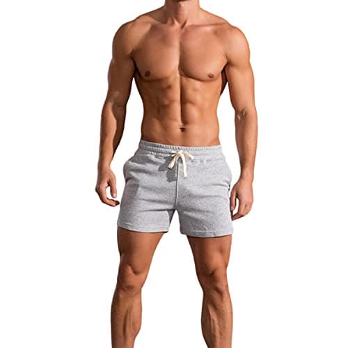 Image of Men's 3 Inch Running Shorts Gym Training Bodybuilding Short Breathable Cotton Sports Shorts Grey L
