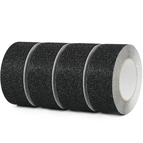Image of CHUANGSEED 4 Rolls Heavy Duty black Anti Slip Tape 50mm x 10m Grip Tape High Traction strong grip Tape Self Adhesive Safety Non Skid Traction Tread Warning Tape for Steps