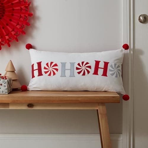 Image of Catherine Lansfield Christmas Ho Ho Ho 30x60 cm Cushion White/Red