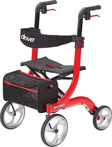 Image of Drive Medical RTL10266 Nitro Euro-Style 4-Wheel Rollator Walker with Seat, Red