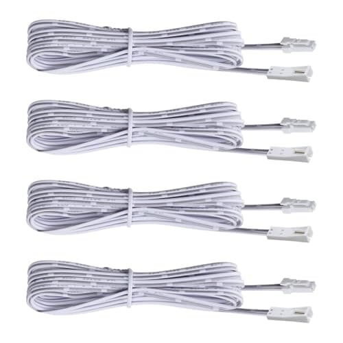 Image of Flexible Extension Cables for AIBOO Cords, 2m RF Wireless LED Driver Extension Cable Under Cabinet Lighting Kit Accessories Lead LED Light White Power Extend Cable White Cord (Pack of 4)