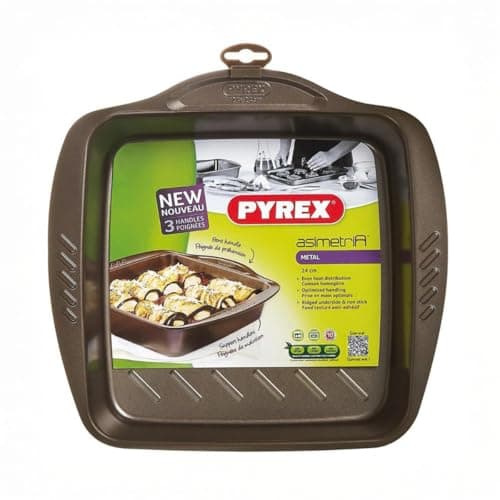 Image of Pyrex asimetriA Metal Easy-Grip Square Roaster 24x24 cm, Brown